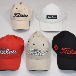 Titleist Golf Hat Lot(5 Titleist Hats)3 A-Flex size L/XL 1 Strapback 1 Snapback
